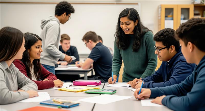 Instructor providing written feedback to a student