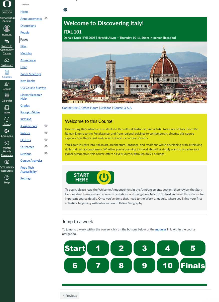 Canvas homepage design template version