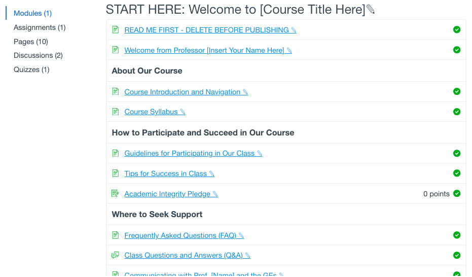 Welcome Module Template version