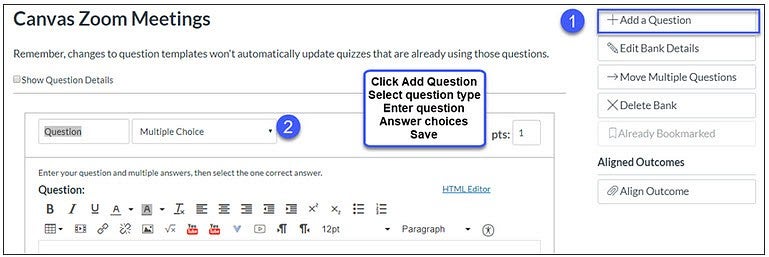 Quiz add question to question bank