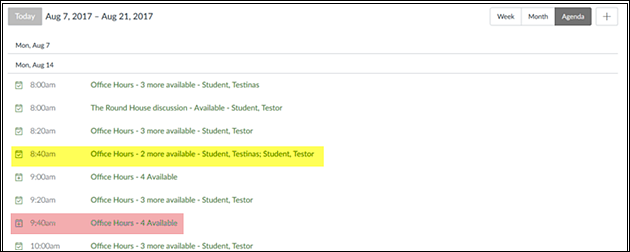 Canvas Agenda View Scheduler