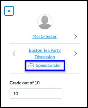  Context Card from Grades displaying SpeedGrader link