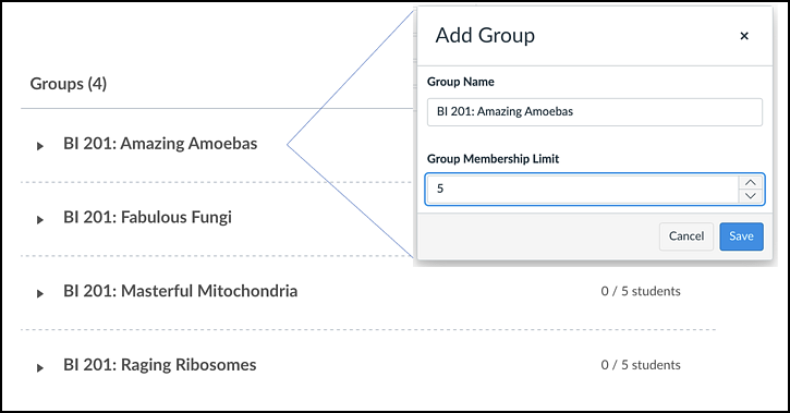 Canvas Add Group window in manual mode