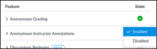 anonymous grading feature enabled