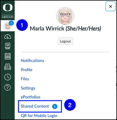 Canvas account shared content