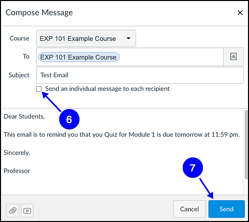 Canvas compose email options