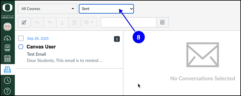 Canvas email sent folder