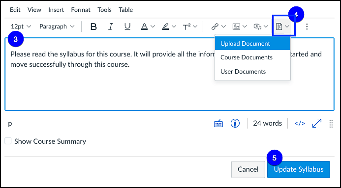 Canvas Uploading a Course Syllabus File