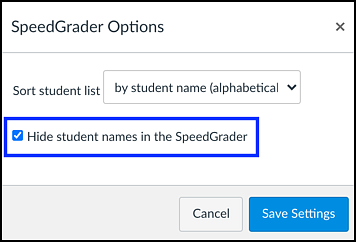 speedgrader options hide student names in the speedgrader