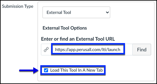 reading assignment in canvas perusall url in canvas assignment and load in new tab checkbox