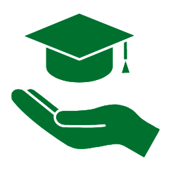 Icon of hand holding a graduation cap