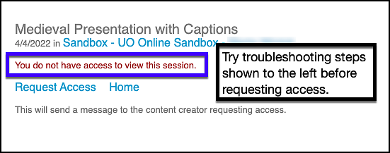 "You do not have access" message in Panopto