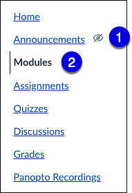 Canvas Course Navigation Menu