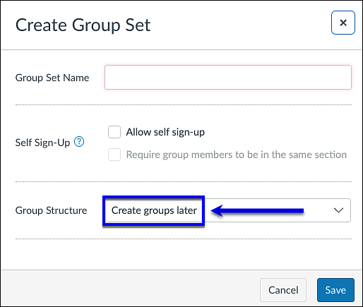 canvas group structure create groups later option