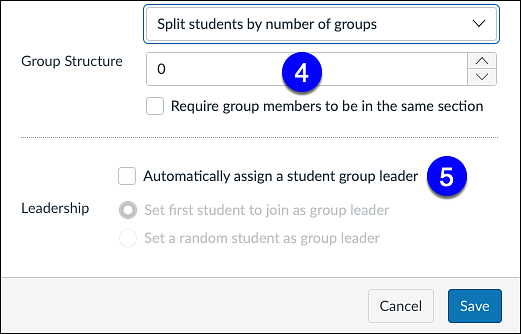 Canvas group structure and leadership setup