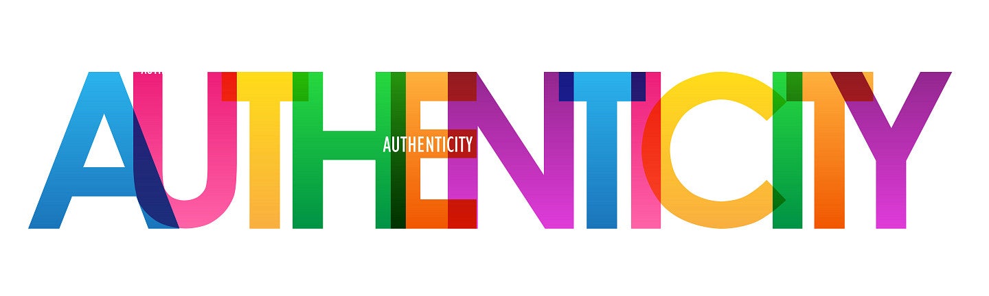 An image of the word "AUTHENTICITY" presented in multiple colors.