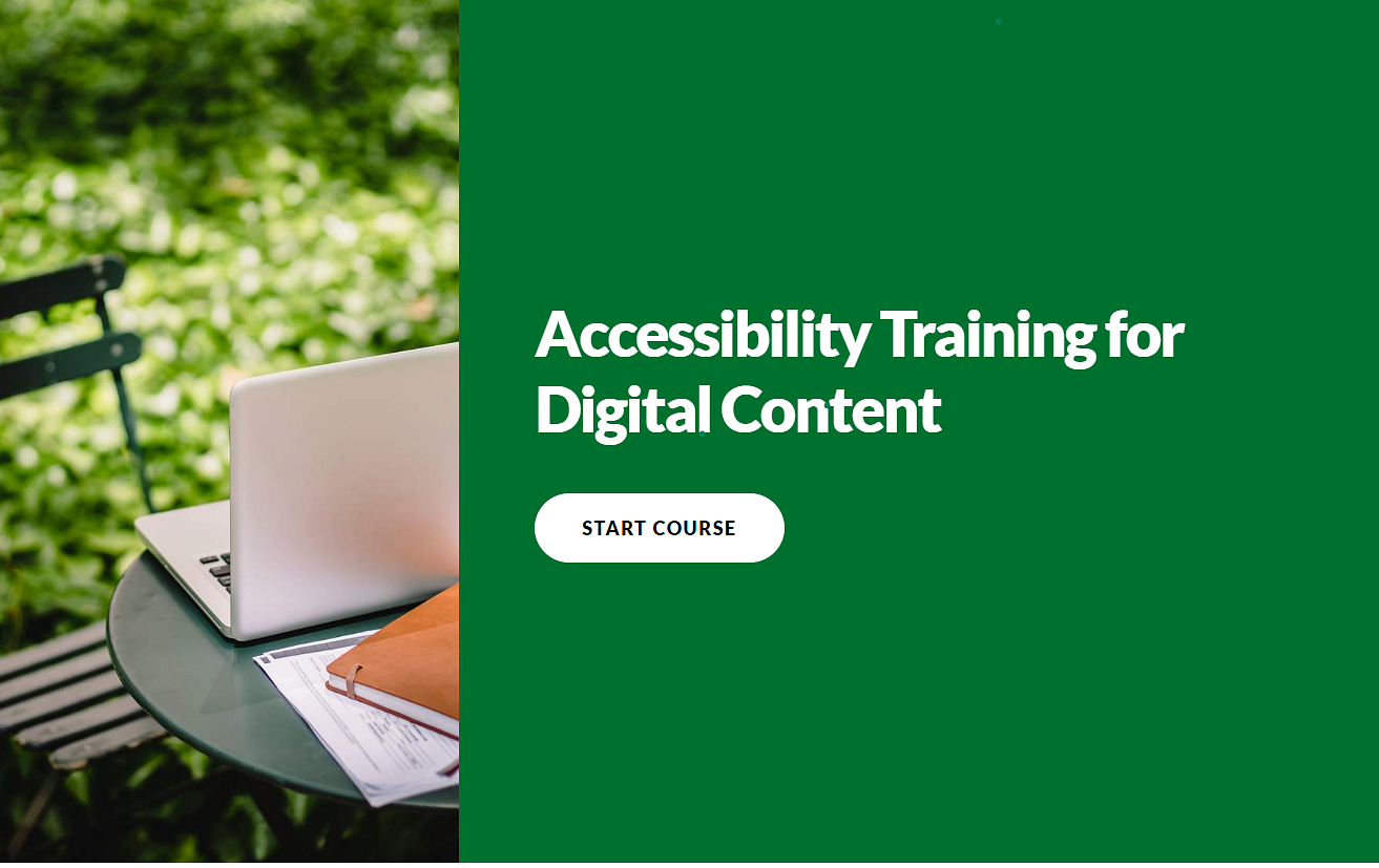Screenshot of Accessibility Training for Digital Content module "start course" page