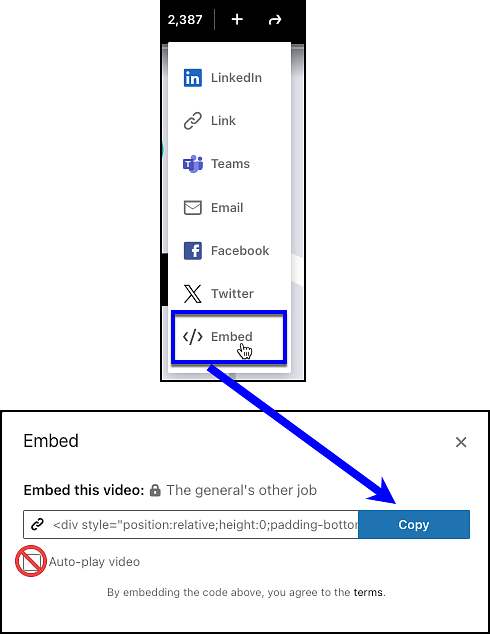 LinkedIn Learning Embed a Video do not auto play