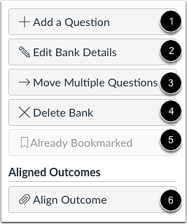 screenshot of Canvas Question Bank options