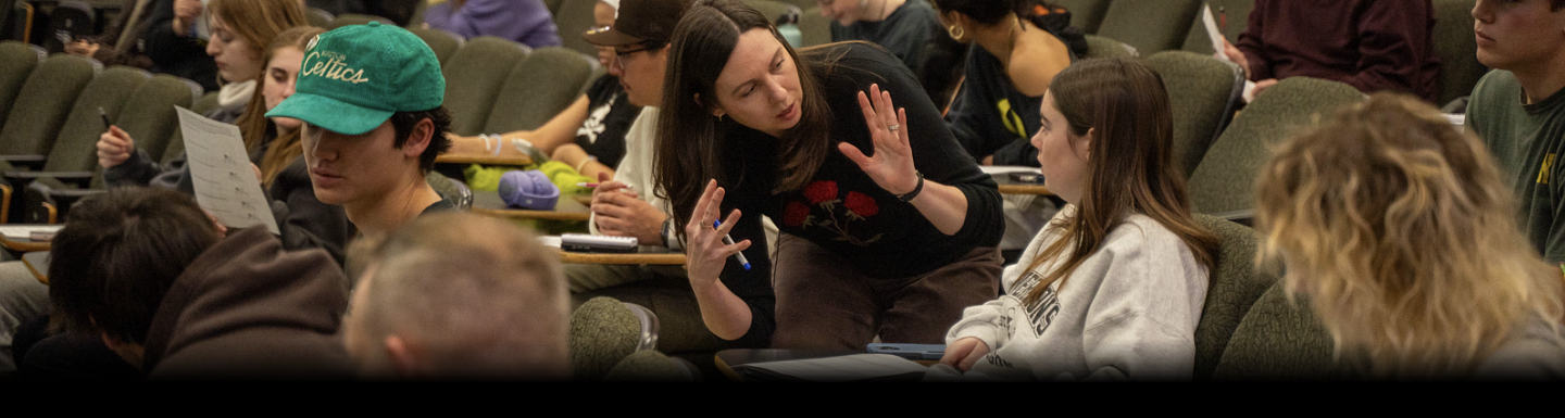 professor explains a topic to students in a lecture