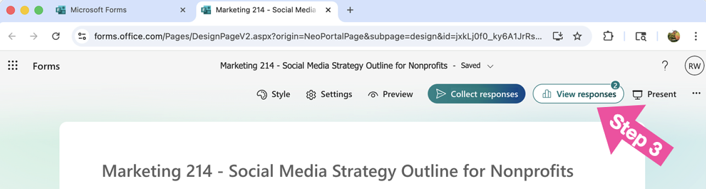 Review Step 3 - View Responses Button
