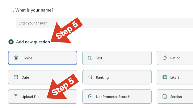 Setup Step 5 - Add File Upload Question