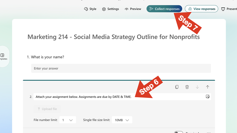 Setup Steps 6 and 7 - Upload Question Text and Collecting Responses