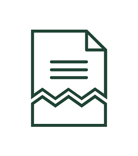 Icon of document with rip