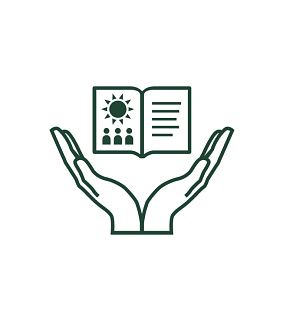 Open hands cradling a book icon