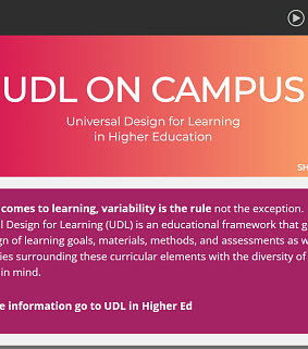 Screenshot of webpage UDL on Campus 