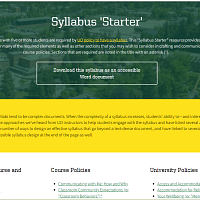 Screenshot of Starter Syllabus web page