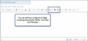 Page tool interface for adding content