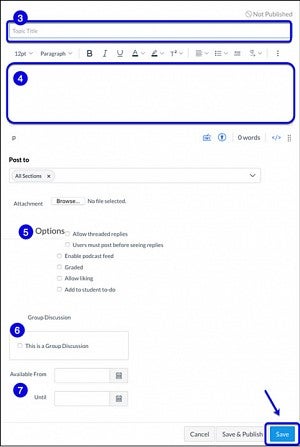Discussion window fields