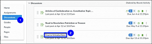 SpeedGrader selecting a discussion to grade