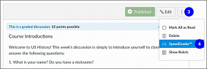 Selecting SpeedGrader in a Discussion