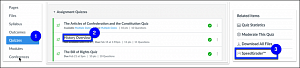 Selecting SpeedGrader in a Quiz
