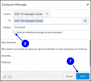 Canvas compose email options