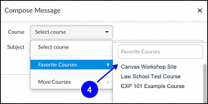 Canvas compose email select course