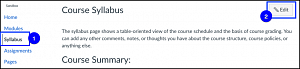 Canvas Edit Syllabus Page