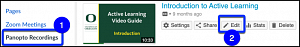 panopto recordings edit video option