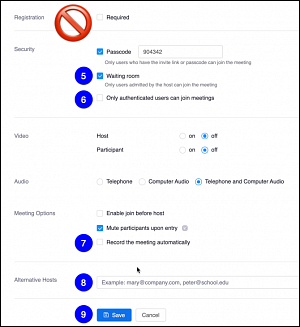 zoom meeting set-up options do not require registration