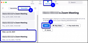 Zoom recorded meetings file window