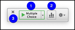 iClicker floating session toolbar showing question options graphs and exit