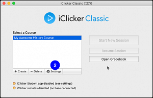 iClicker new course settings