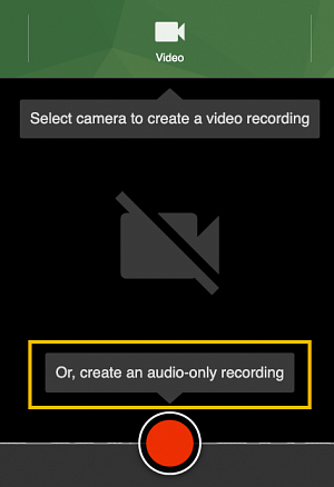 Audio-only recording settings shown in Panopto Capture.