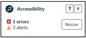 PopeTech Accessibility Checker Rescan and Close buttons