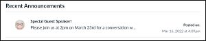 Canvas Recent Announcements on Home Page
