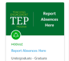 thumbnail of Canvas Commons "Report Absences Here" module; above title are icons for TEP & UO Online 