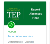 thumbnail of Canvas Commons "Report Absences Here" module; above title are icons for TEP & UO Online