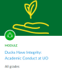 Thumbnail of Canvas module titled "Ducks Have Integrity" with green background, yellow hand holding leaf